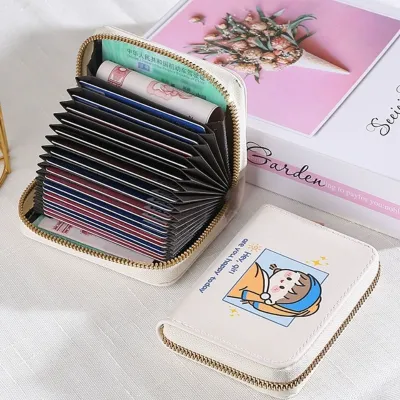 Multi Slot Purse Card Holder Bag with Zipper 